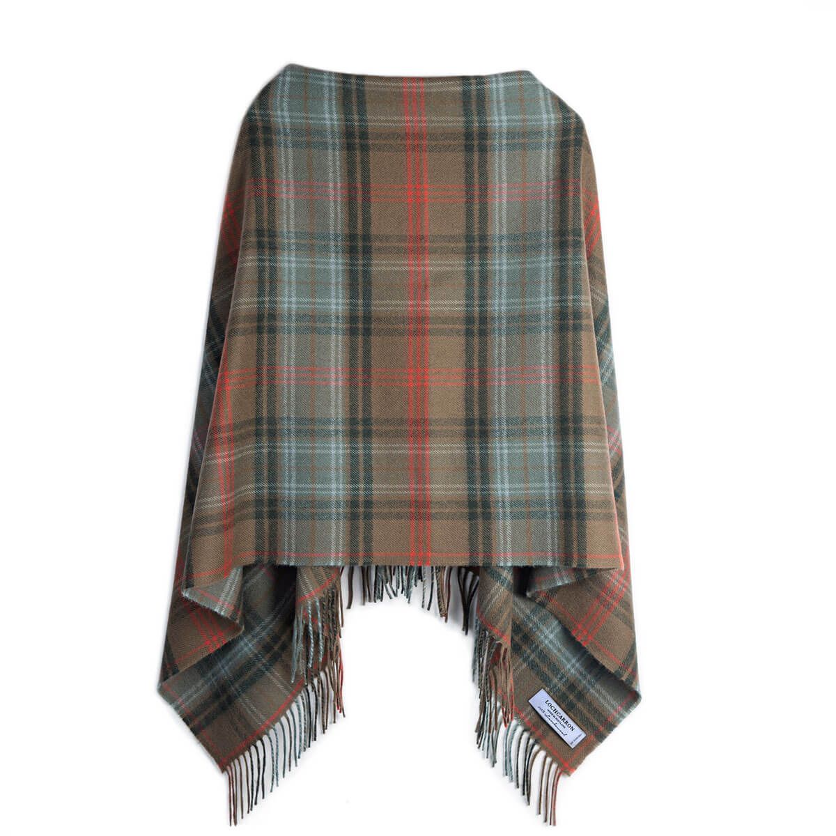 Lochcarron Hunting Weathered Tartan Lambswool Poncho - Click Image to Close